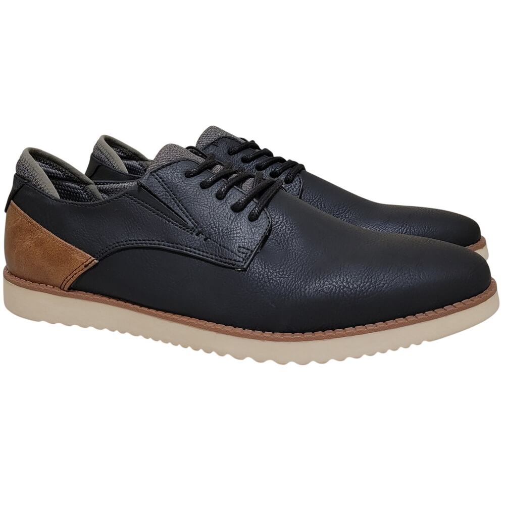 Dr Scholls Men Sync2 Plain Toe Derby Oxfords Size US 10.5M Black Faux Leather